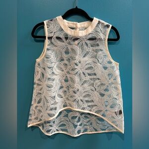 Fairy Elegant Cream Lace Sleeveless Top